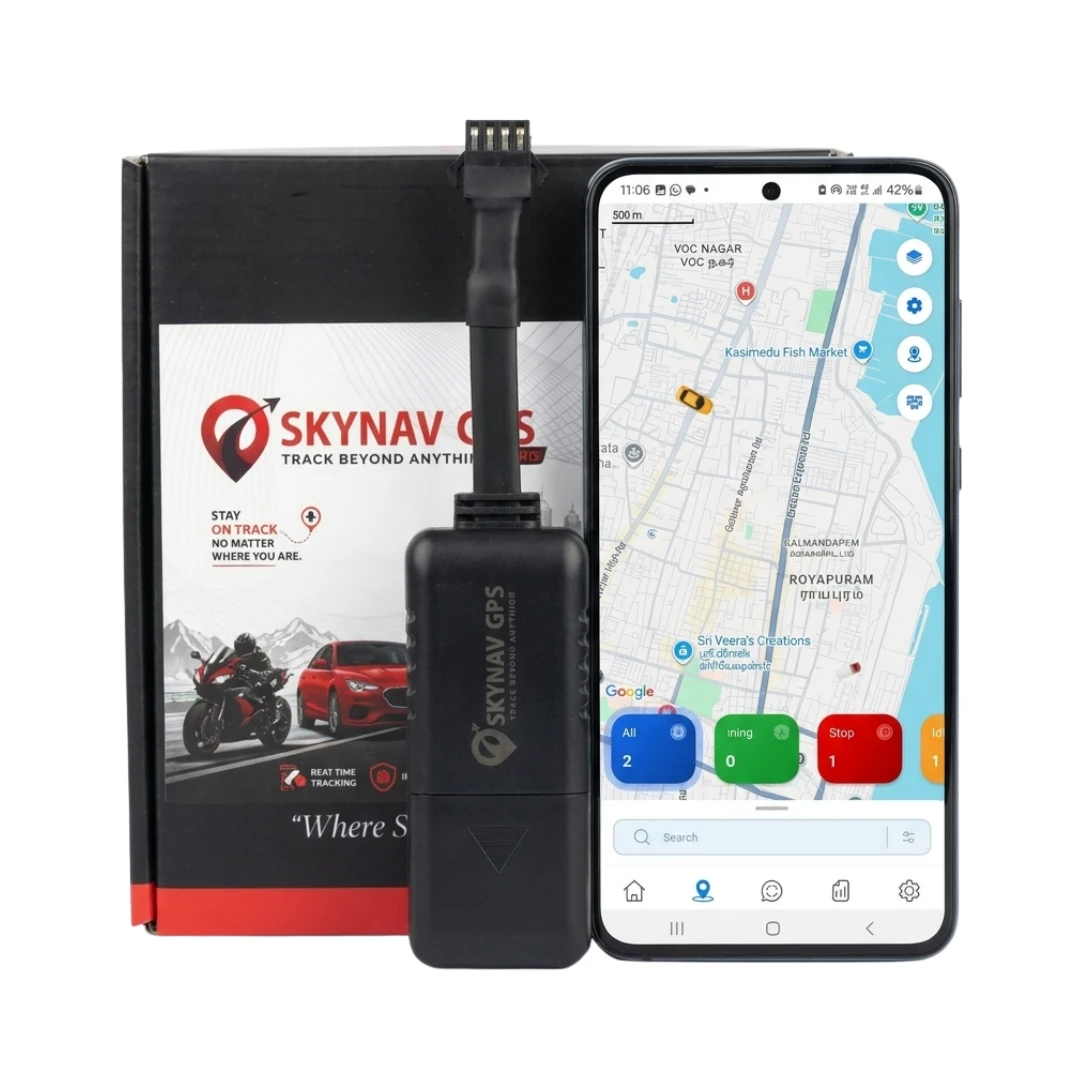 Skynav Go Wired GPS Tracker for Car, Bike, Scooty, EV, Trucks | Live Location, Engine ON/Off Alerts, Theft Alarms | 1 Year Warranty | 1 Year SIM Recharge + 1 Year Software Subscription Included